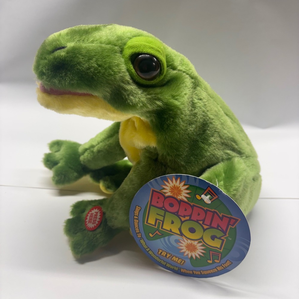 Beverly Hills Teddy Bear Co Boppin Frog Animated Plush Sings Wonderful World